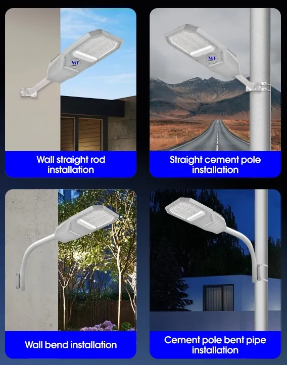 LED Solar Garten Straßenwandlicht Aluminium Wasserdicht 200W IP65 Ik08 Kompaktes Parkweg Bürgersteige Autobahn 9