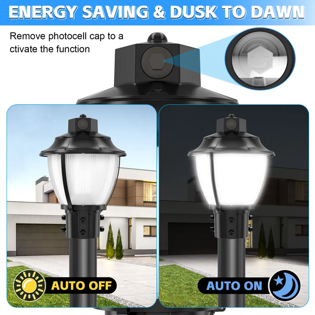 LED-Gartenleuchte, abstimmbar, Anti-Schock, IP65, 48/64/80W, wasserdicht, 130lm/W, Laterne, Schwarz und Weiß, Rasen 3