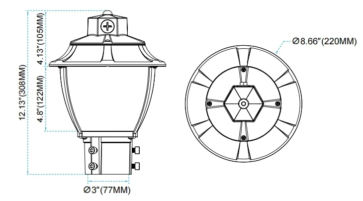 LED-Gartenleuchte, abstimmbar, Anti-Schock, IP65, 48/64/80W, wasserdicht, 130lm/W, Laterne, Schwarz und Weiß, Rasen 4