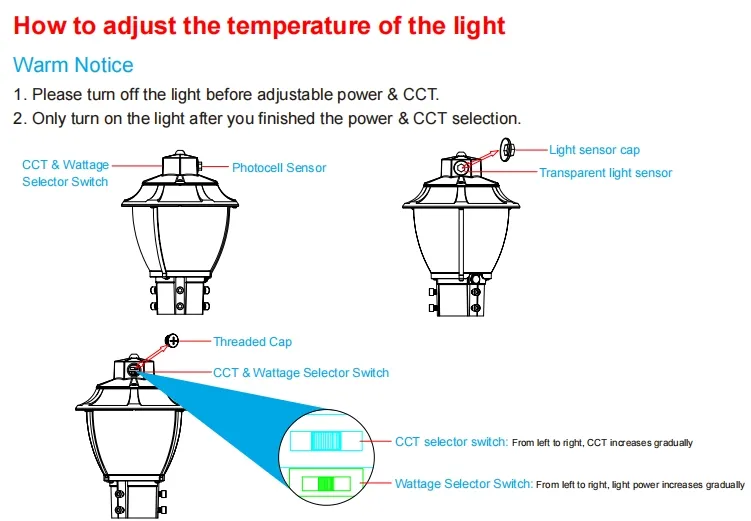 LED-Gartenleuchte, abstimmbar, Anti-Schock, IP65, 48/64/80W, wasserdicht, 130lm/W, Laterne, Schwarz und Weiß, Rasen 7