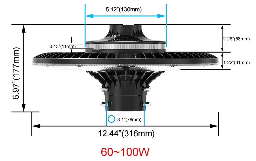 LED-Gartenleuchte, einstellbar, 150W, IP65, eingebaut wasserdicht, 130lm/W, rund, schwarz, Hof, Park, Garten, Pfostenaufsatz 5