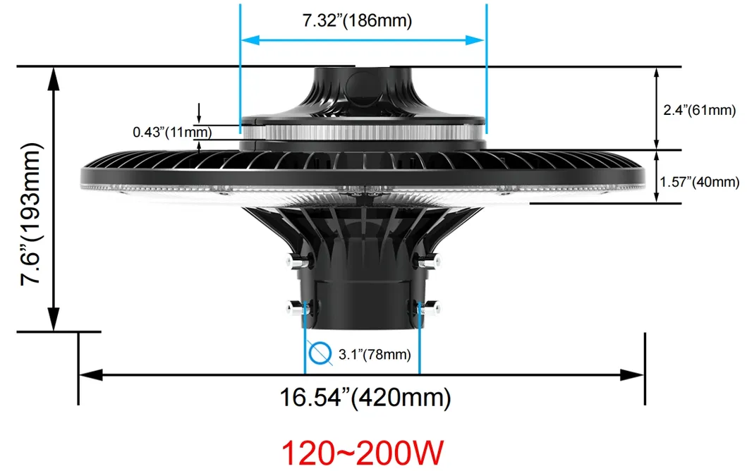 LED-Gartenleuchte, einstellbar, 150W, IP65, eingebaut wasserdicht, 130lm/W, rund, schwarz, Hof, Park, Garten, Pfostenaufsatz 6