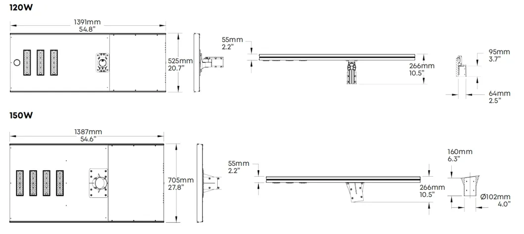 LED Solar Straßengarten Licht Bewegungssensor Weiß Silber 120W 100W 80W Alu. IP66 Fußgängerhaus Villa Hof 2