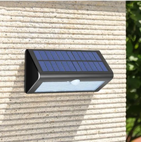 LED-Solarwandleuchte Moderne Neuheit Smart Simple Lithiumbatterie Monokristalline Schwarze Solar IP66 Wasserdicht Guss 3