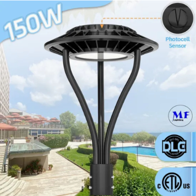 LED-Gartenleuchte Einstellbar Feuchtigkeitsschutz IP65 150W Wasserdicht 140lm/W Schwarz Feenrasenhof Post Top